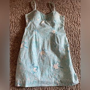 Lily Pulitzer Sundress, Built-in Bra, Tropical Fish Design, Blue and Whi…